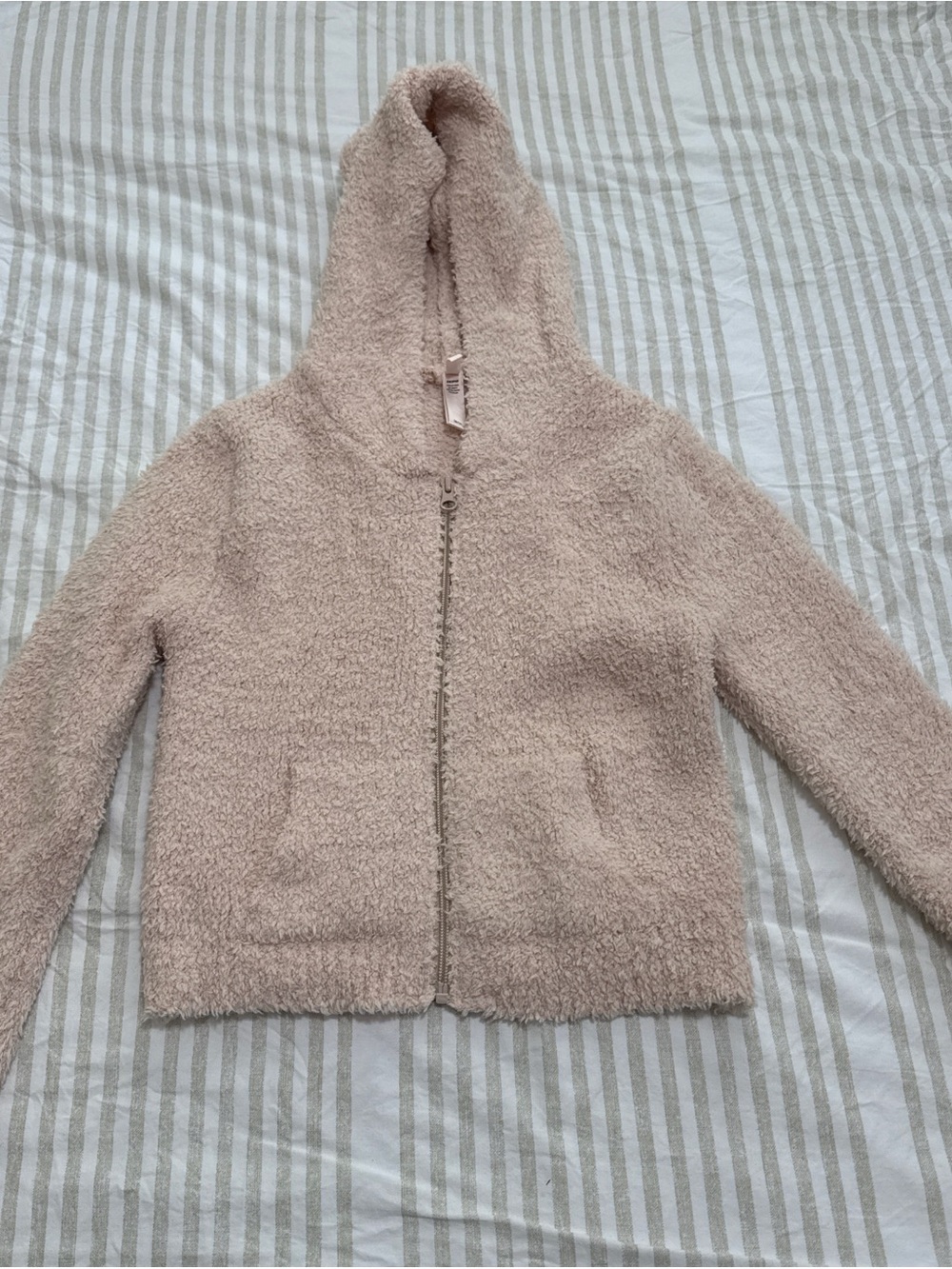 Cozy Hooded Fleece Jacket - Light Blush